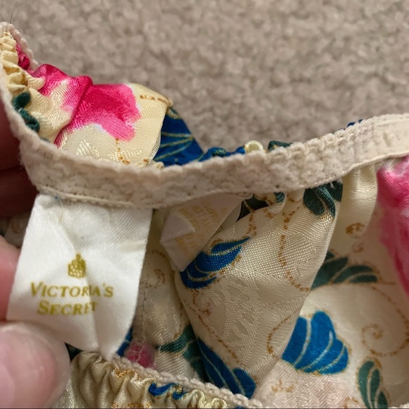 Vintage 80s Victoria’s Secret Gold Label Crown Tan Gold Floral High Cut Panties - Picture 3 of 9